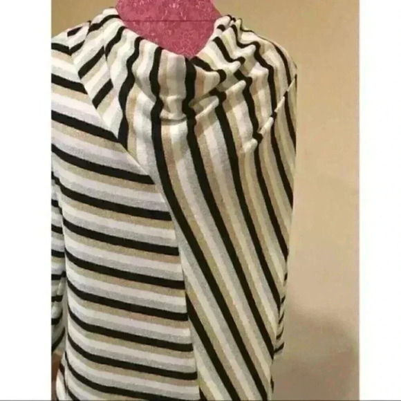 Ellen Tracy Sweater size large Striped Cowl Neck - Picture 2 of 5